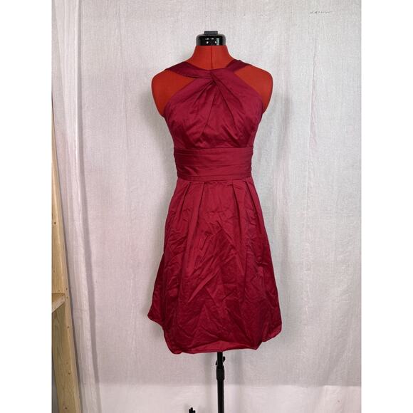 Davids Bridal Purple Red Sleeveless Halter Neck Shift Dress Womens Size 2 E117 - Picture 1 of 11